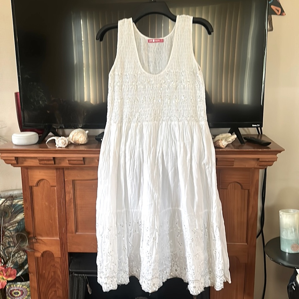 PINK APPLE White Sequin Sundress Size M